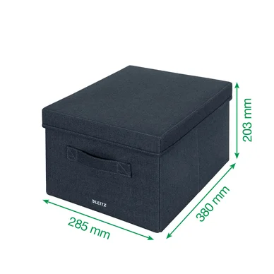 Leitz opbevaringsboks med låg i stof medium, pakke med 2stk.