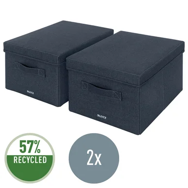 Leitz opbevaringsboks med låg i stof medium, pakke med 2stk.